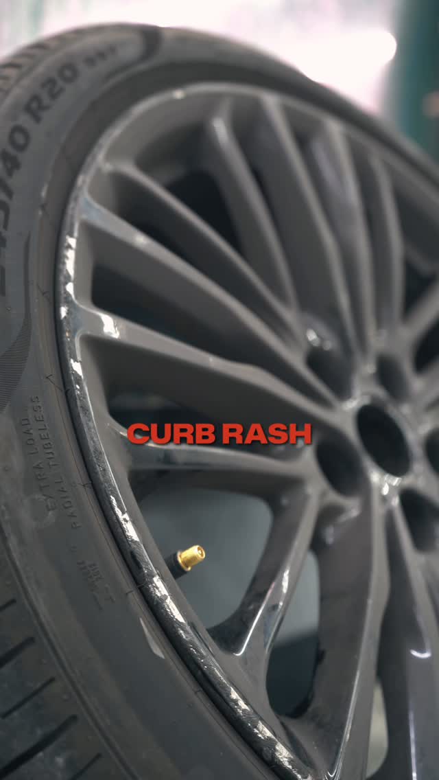 Close-up of a Cadillac wheel from a Dallas Tint Shop powder coating post