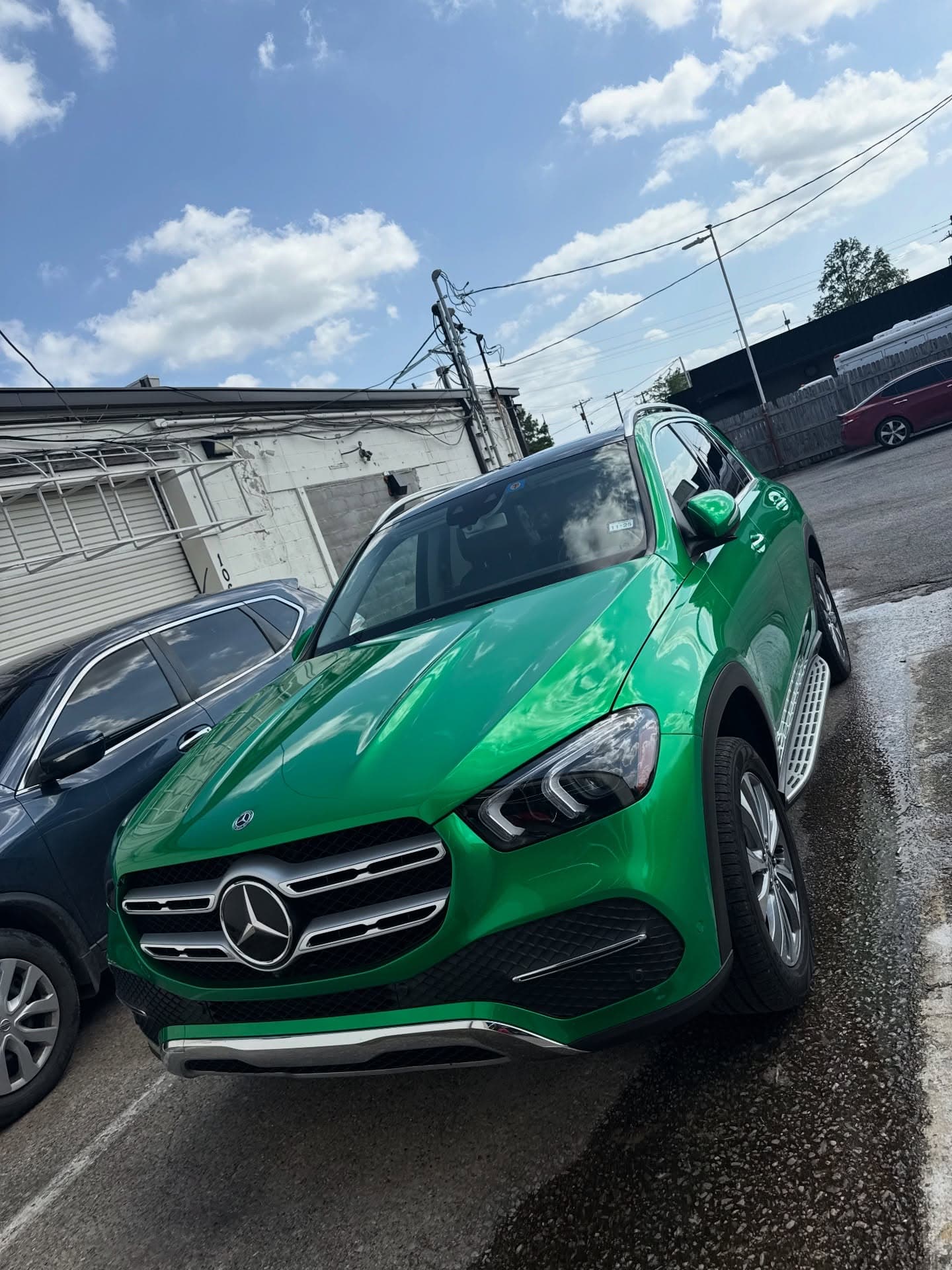 Mercedes-AMG finished in green paint protection film